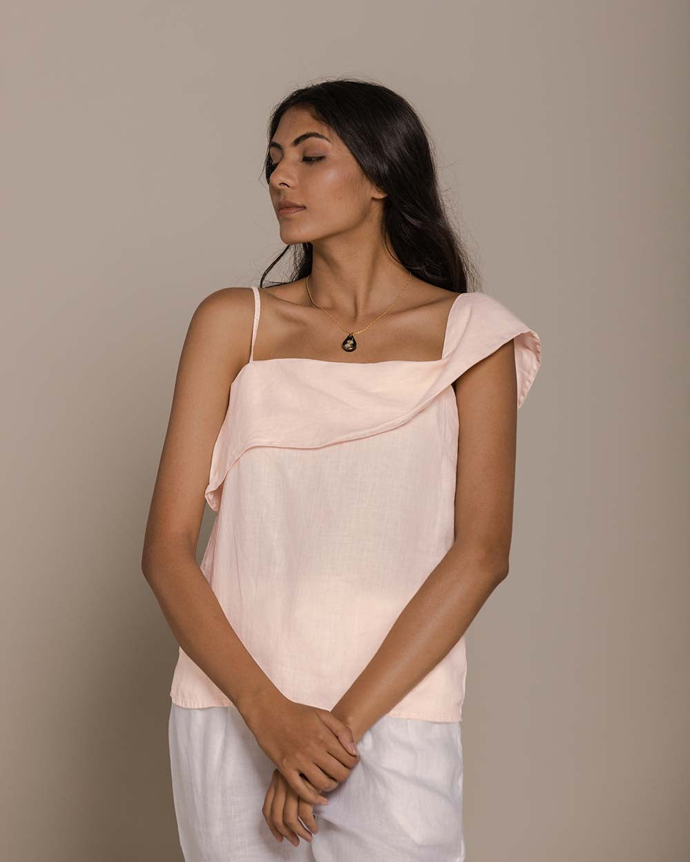 The Wandering Wave Top - Ice Pink by Reistor with Casual Wear, Hemp, Hemp by Reistor, Natural, Office Wear, Pink, Solids, T-Shirts, Tops, Womenswear at Kamakhyaa for sustainable fashion