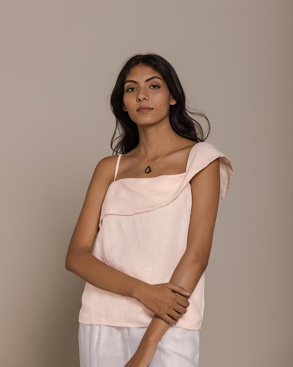 The Wandering Wave Top - Ice Pink by Reistor with Casual Wear, Hemp, Hemp by Reistor, Natural, Office Wear, Pink, Solids, T-Shirts, Tops, Womenswear at Kamakhyaa for sustainable fashion