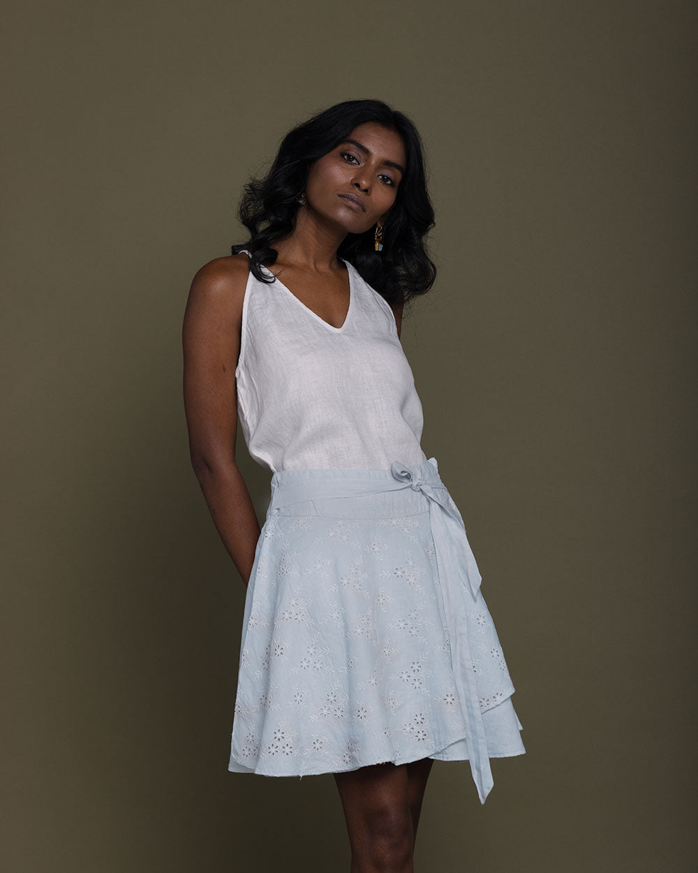 Sand In My Toes Skirt - Summer Blue by Reistor with Blue, Casual Wear, Embroidered, Hemp, Hemp by Reistor, Natural, Skirts, Womenswear at Kamakhyaa for sustainable fashion