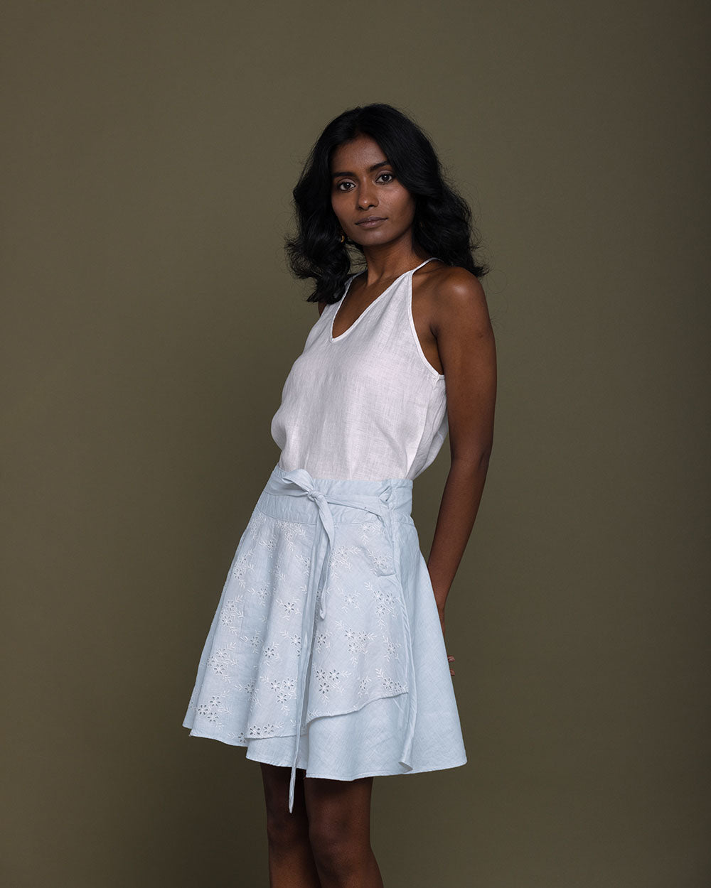 Sand In My Toes Skirt - Summer Blue by Reistor with Blue, Casual Wear, Embroidered, Hemp, Hemp by Reistor, Natural, Skirts, Womenswear at Kamakhyaa for sustainable fashion