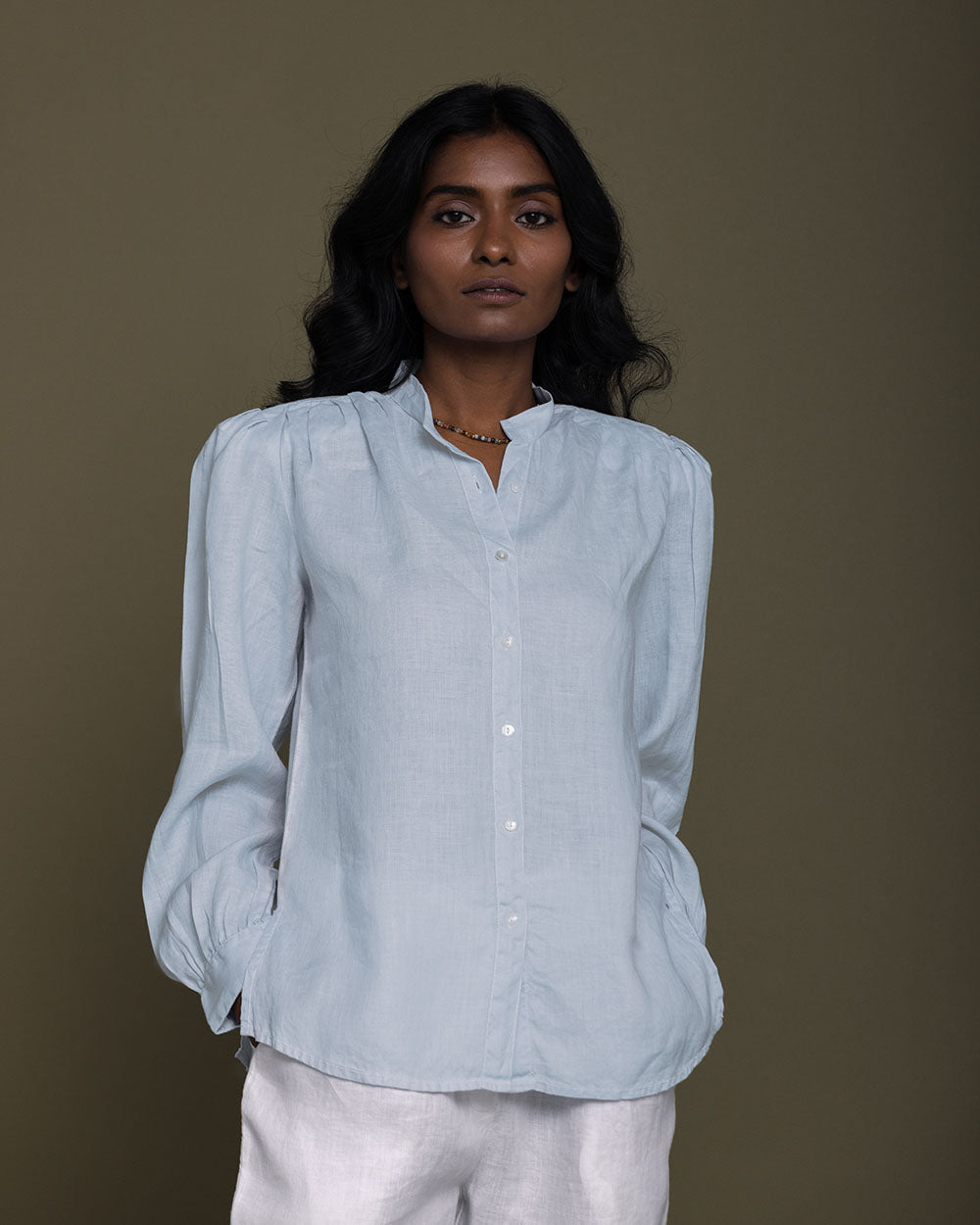 The Wild River Shirt - Summer Blue by Reistor with Blue, Casual Wear, Hemp, Hemp by Reistor, Natural, Office Wear, Shirts, Solids, Tops, Womenswear at Kamakhyaa for sustainable fashion