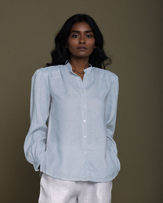 The Wild River Shirt - Summer Blue by Reistor with Blue, Casual Wear, Hemp, Hemp by Reistor, Natural, Office Wear, Shirts, Solids, Tops, Womenswear at Kamakhyaa for sustainable fashion