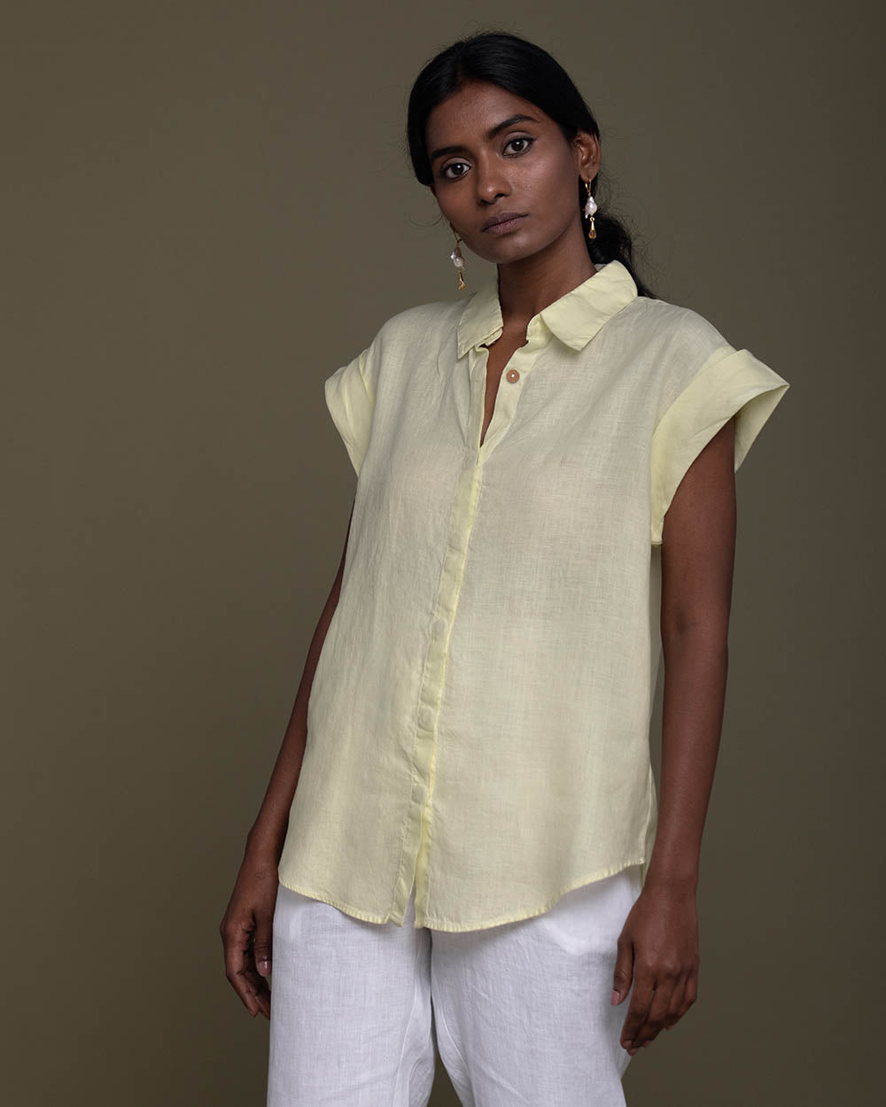 Chasing Daydreams Shirt - Butter Lemon by Reistor with Casual Wear, Hemp, Hemp by Reistor, Natural, Office Wear, Shirts, Solids, Tops, Womenswear, Yellow at Kamakhyaa for sustainable fashion