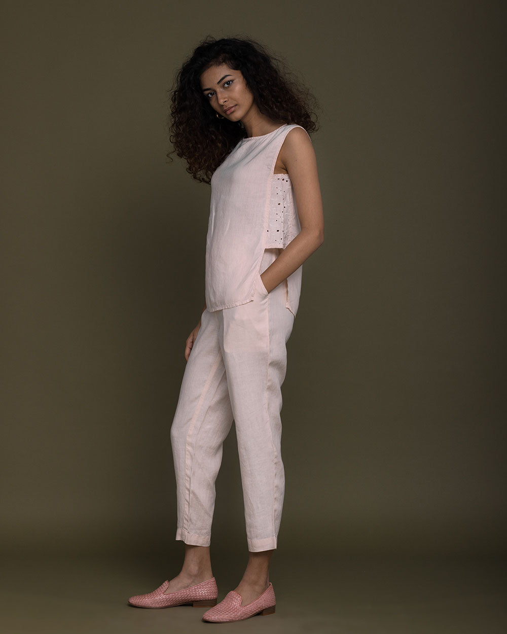 Desert Road Trip Top - Ice Pink by Reistor with Casual Wear, Embroidered, Hemp, Hemp by Reistor, Natural, Pink, Regular Fit, T-Shirts, Tops, Womenswear at Kamakhyaa for sustainable fashion
