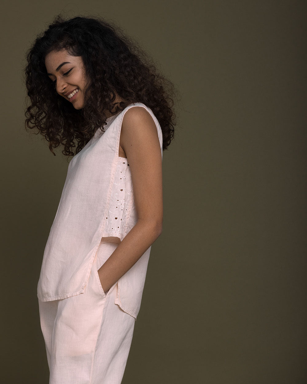 Desert Road Trip Top - Ice Pink by Reistor with Casual Wear, Embroidered, Hemp, Hemp by Reistor, Natural, Pink, Regular Fit, T-Shirts, Tops, Womenswear at Kamakhyaa for sustainable fashion