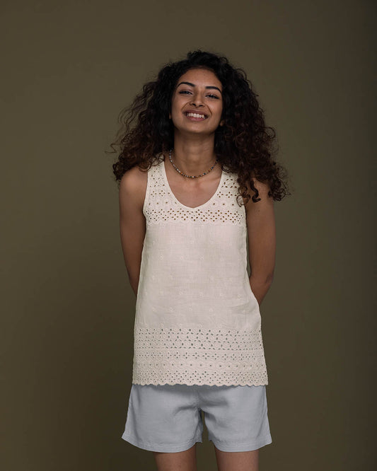 The Beach Shack Shirt - Shell Off White by Reistor with Casual Wear, Embroidered, Hemp, Hemp by Reistor, Natural, Tops, White, Womenswear at Kamakhyaa for sustainable fashion