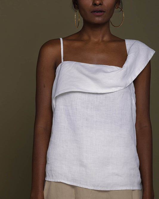 The Wandering Wave Top - Coconut White by Reistor with Casual Wear, Hemp, Hemp by Reistor, Natural, Office Wear, Solids, Spaghettis, Tops, White, Womenswear at Kamakhyaa for sustainable fashion