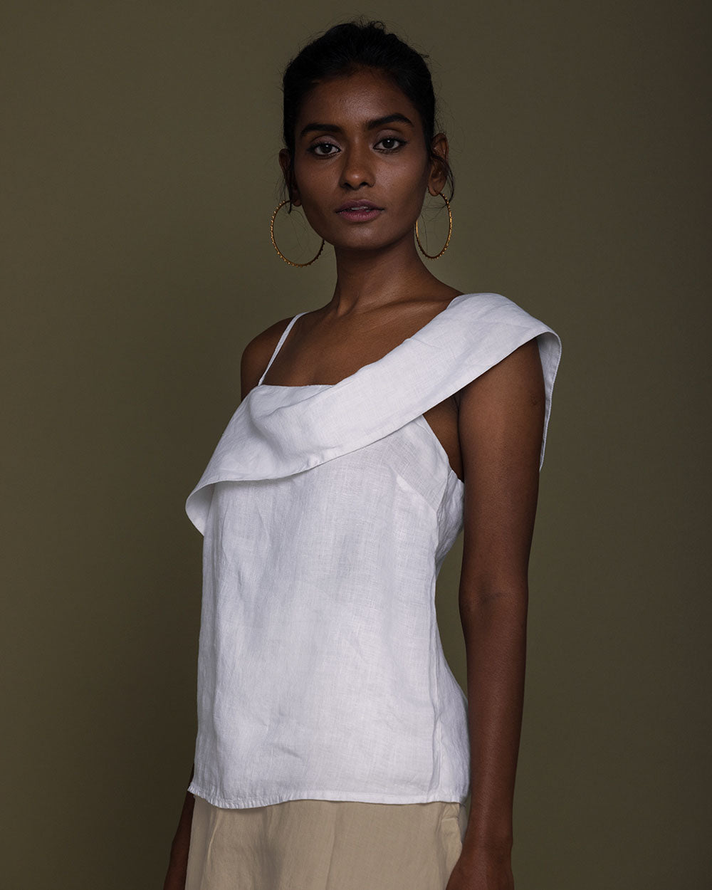 The Wandering Wave Top - Coconut White by Reistor with Casual Wear, Hemp, Hemp by Reistor, Natural, Office Wear, Solids, Spaghettis, Tops, White, Womenswear at Kamakhyaa for sustainable fashion