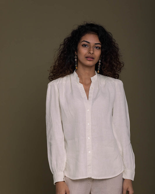 The Wild River Shirt - Shell Off White by Reistor with Casual Wear, Hemp, Hemp by Reistor, Natural, Off-white, Office Wear, Shirts, Solids, Tops, Womenswear at Kamakhyaa for sustainable fashion