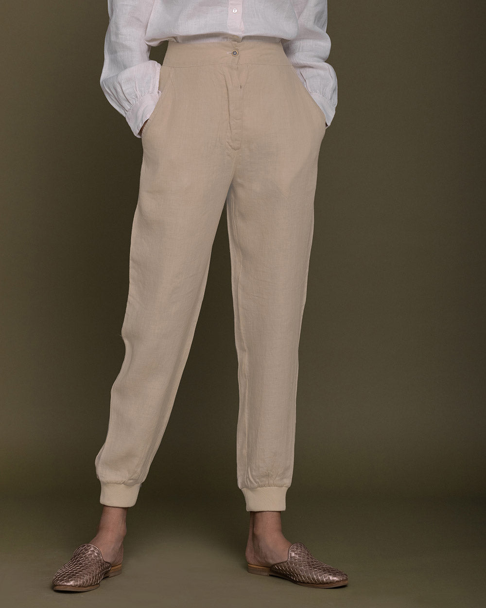 The Summer Sweats - Sand Beige by Reistor with Brown, Casual Wear, Hemp, Hemp by Reistor, Joggers, Natural, Office Wear, Solids, Womenswear at Kamakhyaa for sustainable fashion
