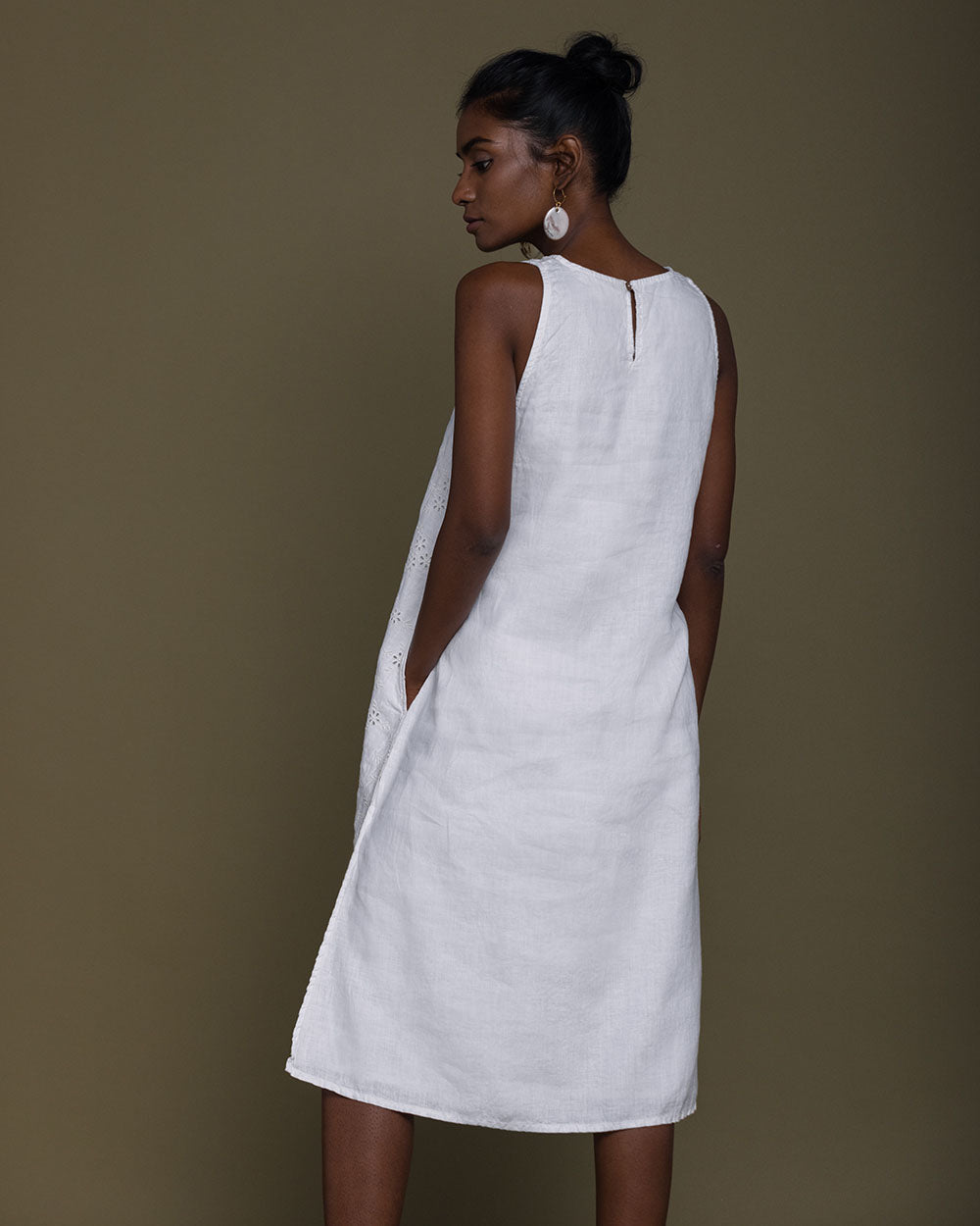 Stolen Sunsets Dresses - Coconut White by Reistor with Casual Wear, Embroidered, Hemp, Hemp by Reistor, Midi Dresses, Natural, Sleeveless Dresses, Solid Selfmade, White, Womenswear at Kamakhyaa for sustainable fashion