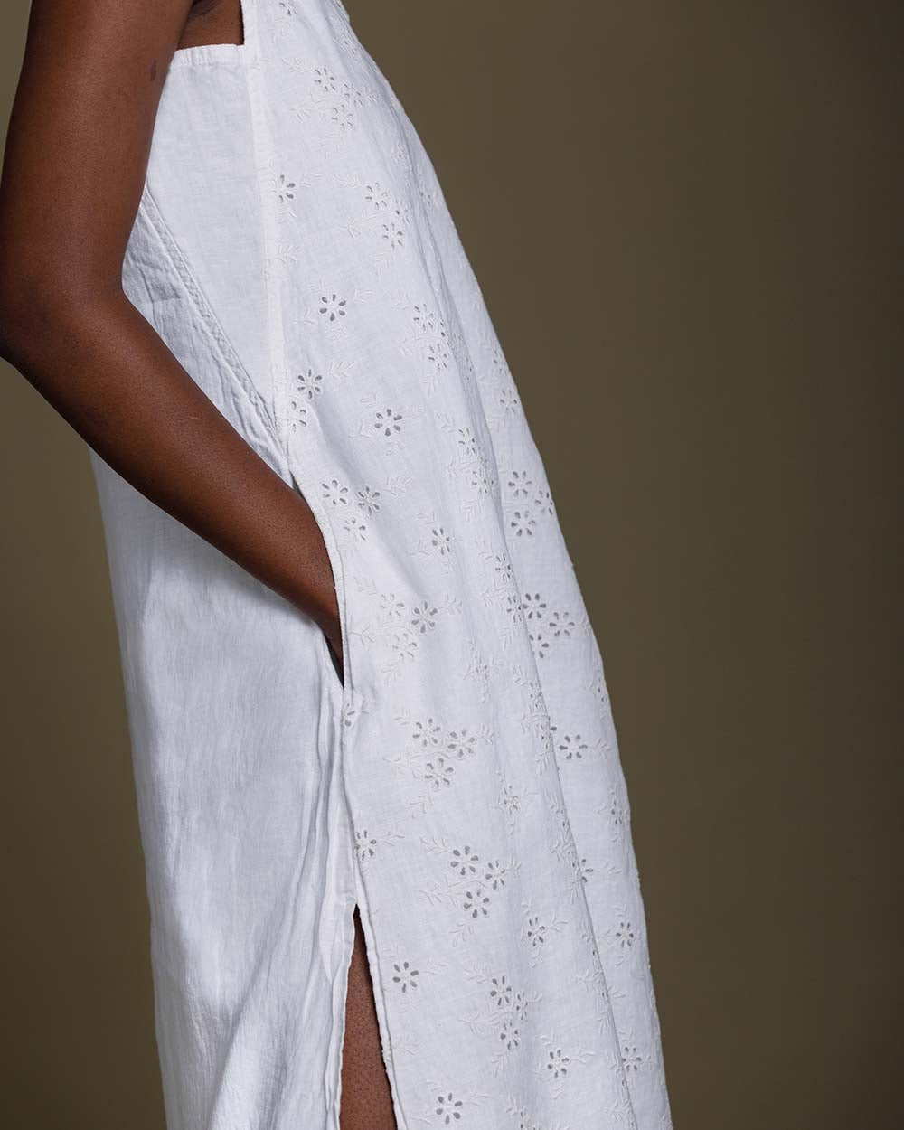 Stolen Sunsets Dresses - Coconut White by Reistor with Casual Wear, Embroidered, Hemp, Hemp by Reistor, Midi Dresses, Natural, Sleeveless Dresses, Solid Selfmade, White, Womenswear at Kamakhyaa for sustainable fashion