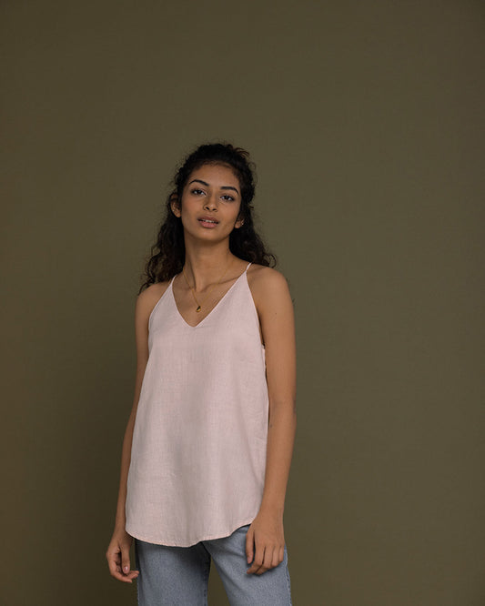 Endless Sunday Top - Ice Pink by Reistor with Casual Wear, Hemp, Hemp by Reistor, Natural, Office Wear, Pink, Regular Fit, Solids, Spaghettis, Tops, Womenswear at Kamakhyaa for sustainable fashion