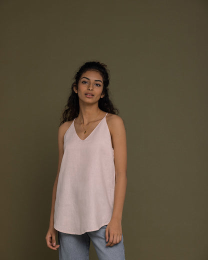 Endless Sunday Top - Ice Pink by Reistor with Casual Wear, Hemp, Hemp by Reistor, Natural, Office Wear, Pink, Regular Fit, Solids, Spaghettis, Tops, Womenswear at Kamakhyaa for sustainable fashion