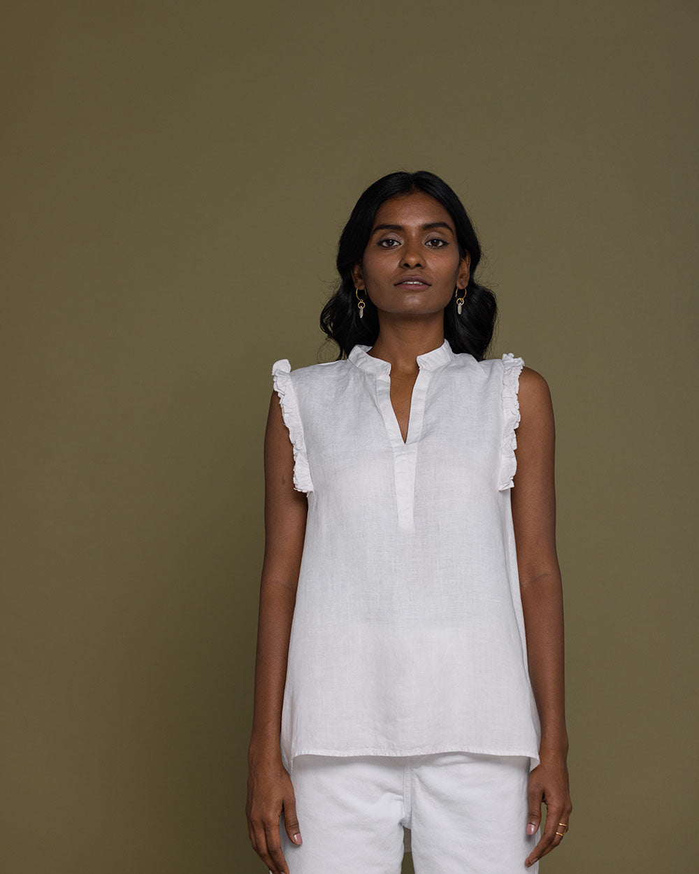 Wind In My Hair Shirt - Coconut White by Reistor with Casual Wear, Hemp, Hemp by Reistor, Natural, Sleeveless Tops, Solids, Tops, White, Womenswear at Kamakhyaa for sustainable fashion