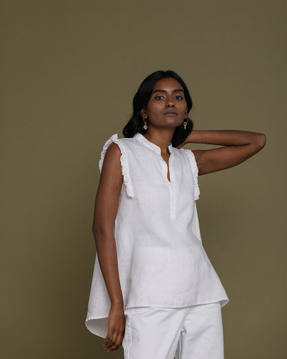 Wind In My Hair Shirt - Coconut White by Reistor with Casual Wear, Hemp, Hemp by Reistor, Natural, Sleeveless Tops, Solids, Tops, White, Womenswear at Kamakhyaa for sustainable fashion