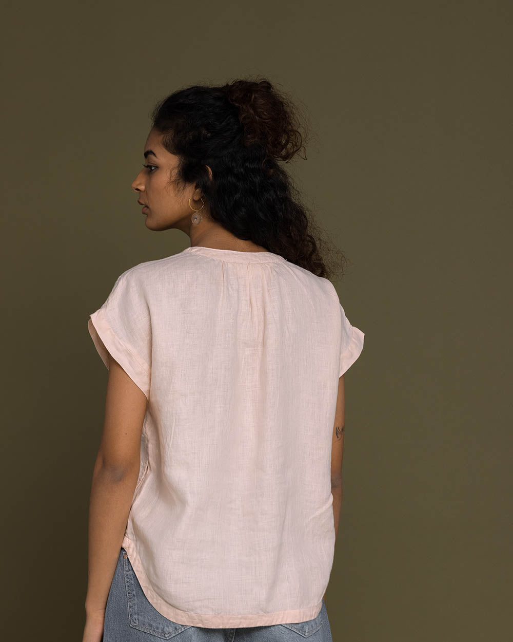 Under The Midnight Tree Top - Ice Pink by Reistor with Casual Wear, Embroidered, Hemp, Hemp by Reistor, Natural, Pink, T-Shirts, Tops, Womenswear at Kamakhyaa for sustainable fashion