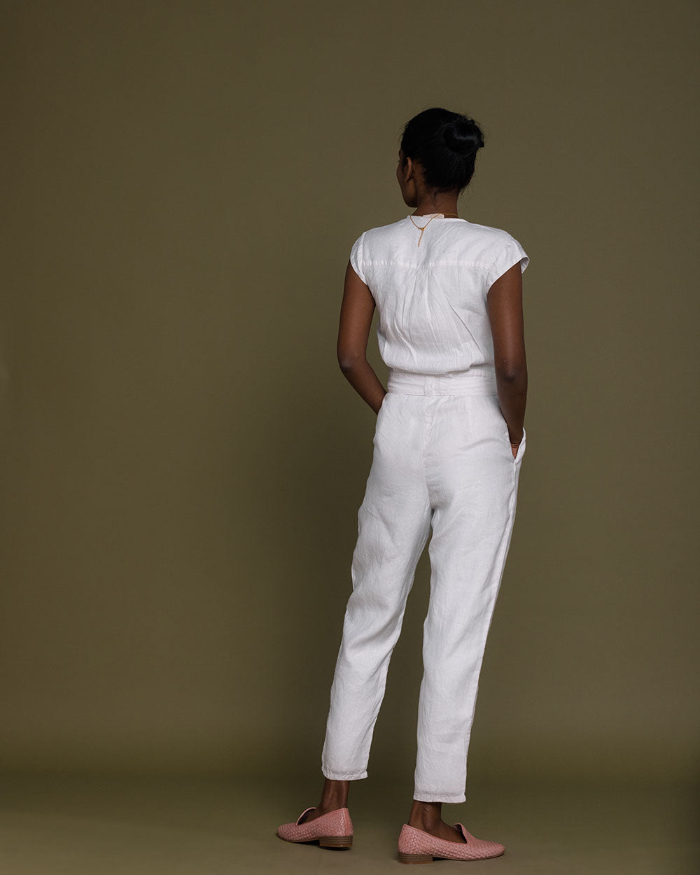 Evening Chai Jumpsuit - Coconut White by Reistor with Best Selling, Casual Wear, Hemp, Hemp by Reistor, Jumpsuits, Natural, Regular Fit, Solid Selfmade, Solids, White, Womenswear at Kamakhyaa for sustainable fashion
