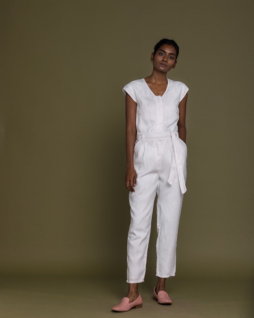 Evening Chai Jumpsuit - Coconut White Dresses Hemp, Jumpsuits, Natural, Solids, Reistor Kamakhyaa