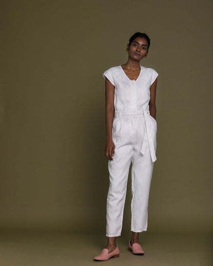 Evening Chai Jumpsuit - Coconut White by Reistor with Best Selling, Casual Wear, Hemp, Hemp by Reistor, Jumpsuits, Natural, Regular Fit, Solid Selfmade, Solids, White, Womenswear at Kamakhyaa for sustainable fashion