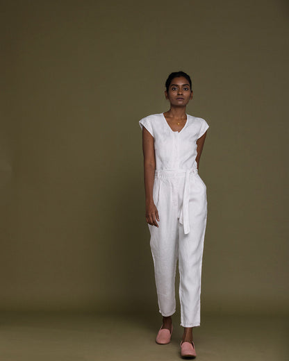 Evening Chai Jumpsuit - Coconut White by Reistor with Best Selling, Casual Wear, Hemp, Hemp by Reistor, Jumpsuits, Natural, Regular Fit, Solid Selfmade, Solids, White, Womenswear at Kamakhyaa for sustainable fashion