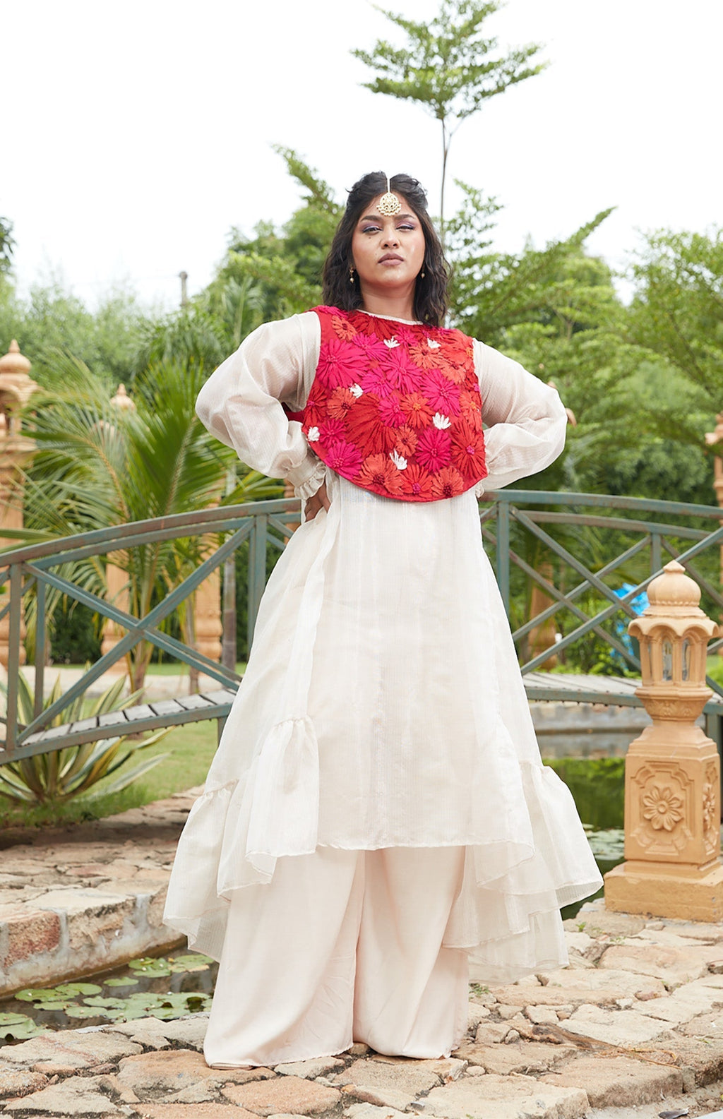 Multicolor Kurta Set by Chambray & Co. with Chambray & Co, Embroidered, Indian Wear, Kurta Pant Sets, Multicolor, Natural, Organza, Party Wear, Regular Fit, Riwayat, Womenswear at Kamakhyaa for sustainable fashion