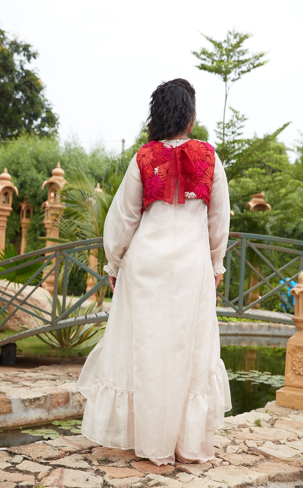 Multicolor Kurta Set by Chambray & Co. with Chambray & Co, Embroidered, Indian Wear, Kurta Pant Sets, Multicolor, Natural, Organza, Party Wear, Regular Fit, Riwayat, Womenswear at Kamakhyaa for sustainable fashion