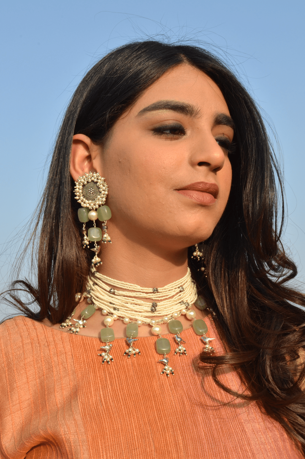 Sage Bird Danglers by House Of Heer with Festive Jewellery, Festive Wear, Free Size, Handcrafted, jewelry, Jhumkas, July Sale, July Sale 2023, Long Earrings, Mix metal, Multicolor, Natural, Pearl, Silver, Solids, Textured at Kamakhyaa for sustainable fashion