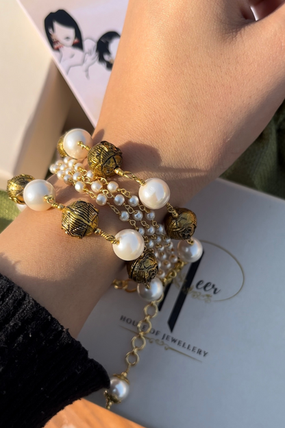 Suvarna Bracelet White by House Of Heer with Alloy Metal, Bracelets, Festive Wear, Free Size, jewelry, Multicolor, Natural, rakhis & lumbas, Textured at Kamakhyaa for sustainable fashion