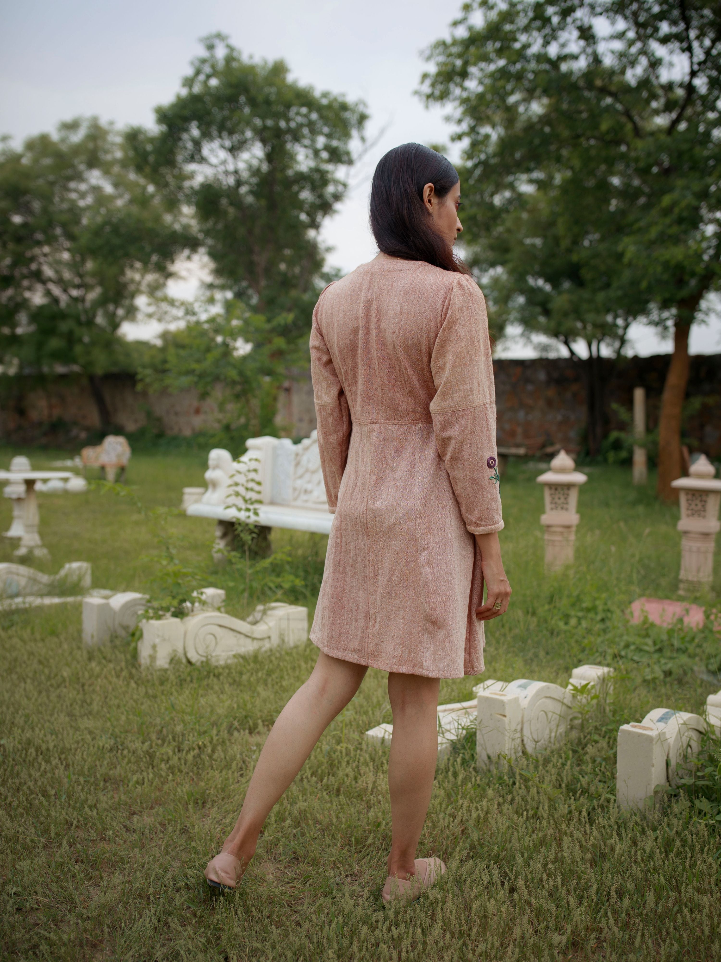 Pink Embroidered Mini Dress by The Loom Art with Cotton, Embroidered, July Sale, July Sale 2023, Mini Dresses, Natural, Party Wear, Pink, Regular Fit, Vintage Summer by The Loom Art, Womenswear at Kamakhyaa for sustainable fashion