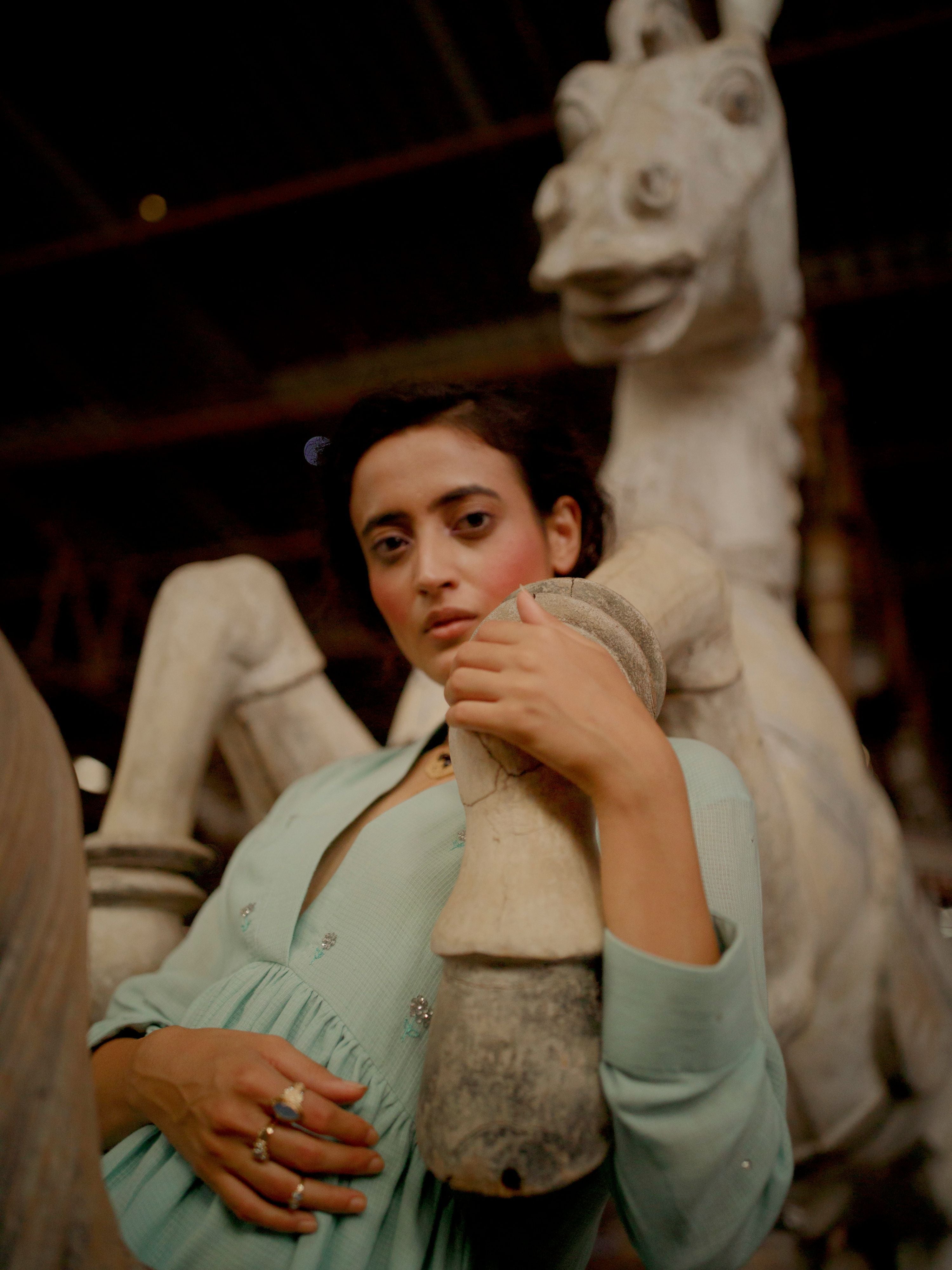 Green Midi Dress by The Loom Art with Green, July Sale, July Sale 2023, Mini Dresses, Natural, Party Wear, Regular Fit, Solids, Vintage Summer by The Loom Art, Womenswear at Kamakhyaa for sustainable fashion