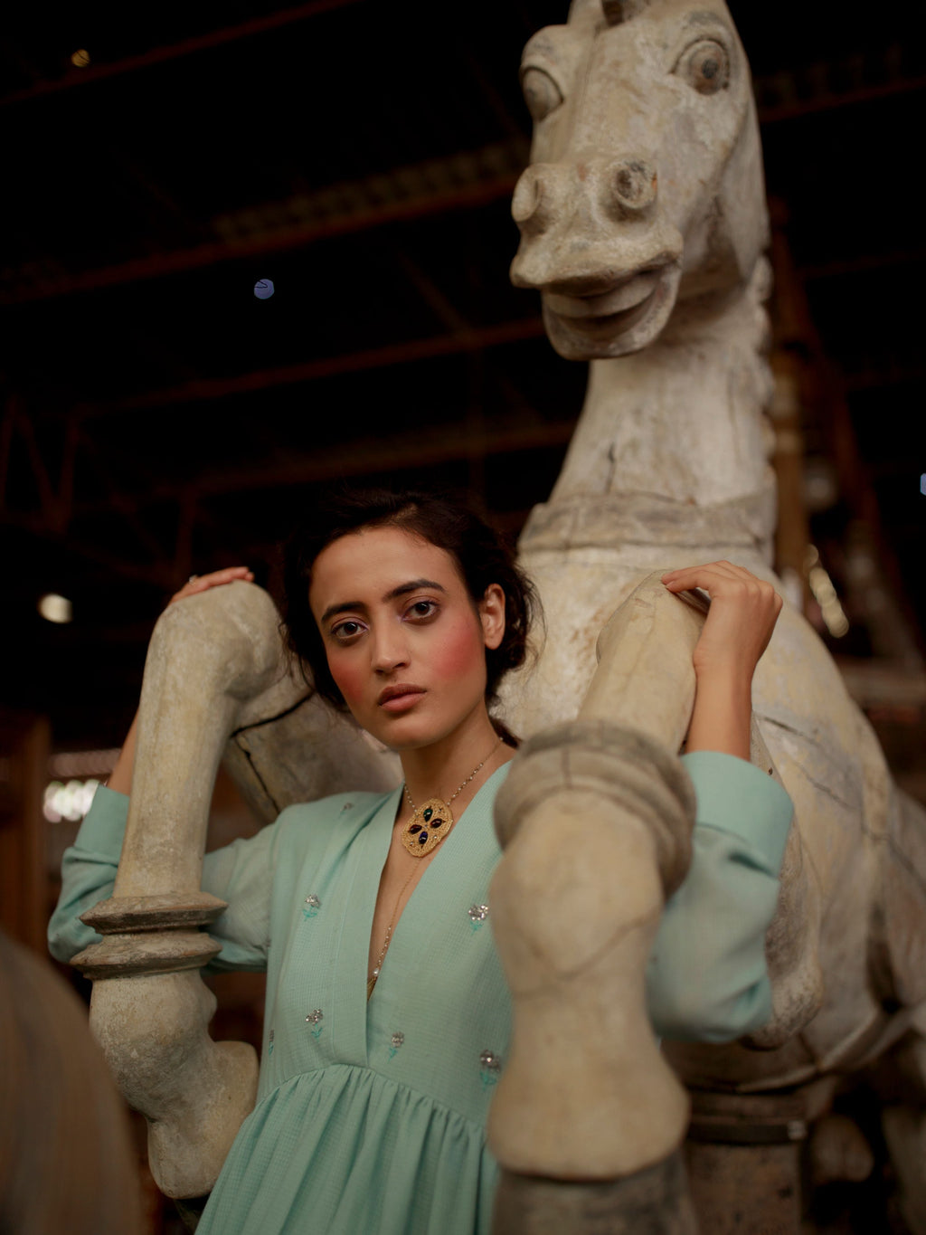 Green Midi Dress by The Loom Art with Green, July Sale, July Sale 2023, Mini Dresses, Natural, Party Wear, Regular Fit, Solids, Vintage Summer by The Loom Art, Womenswear at Kamakhyaa for sustainable fashion