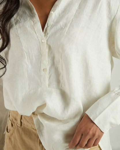 White Bemberg Shirt by Reistor with Bemberg, Hemp by Reistor, Natural, Office Wear, Shirts, Solids, Tops, White, Womenswear at Kamakhyaa for sustainable fashion