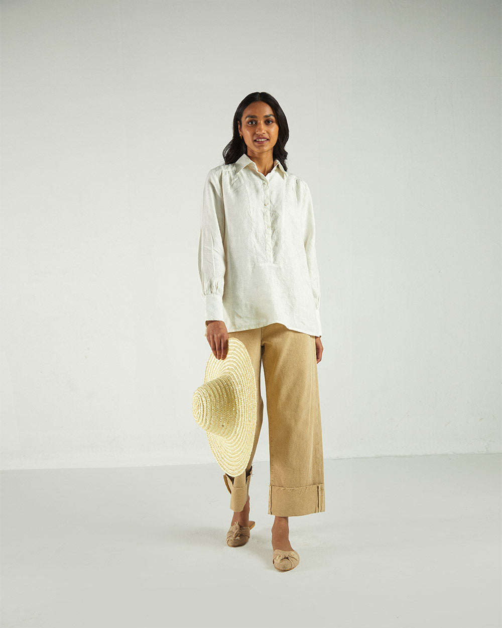 White Bemberg Shirt by Reistor with Bemberg, Hemp by Reistor, Natural, Office Wear, Shirts, Solids, Tops, White, Womenswear at Kamakhyaa for sustainable fashion