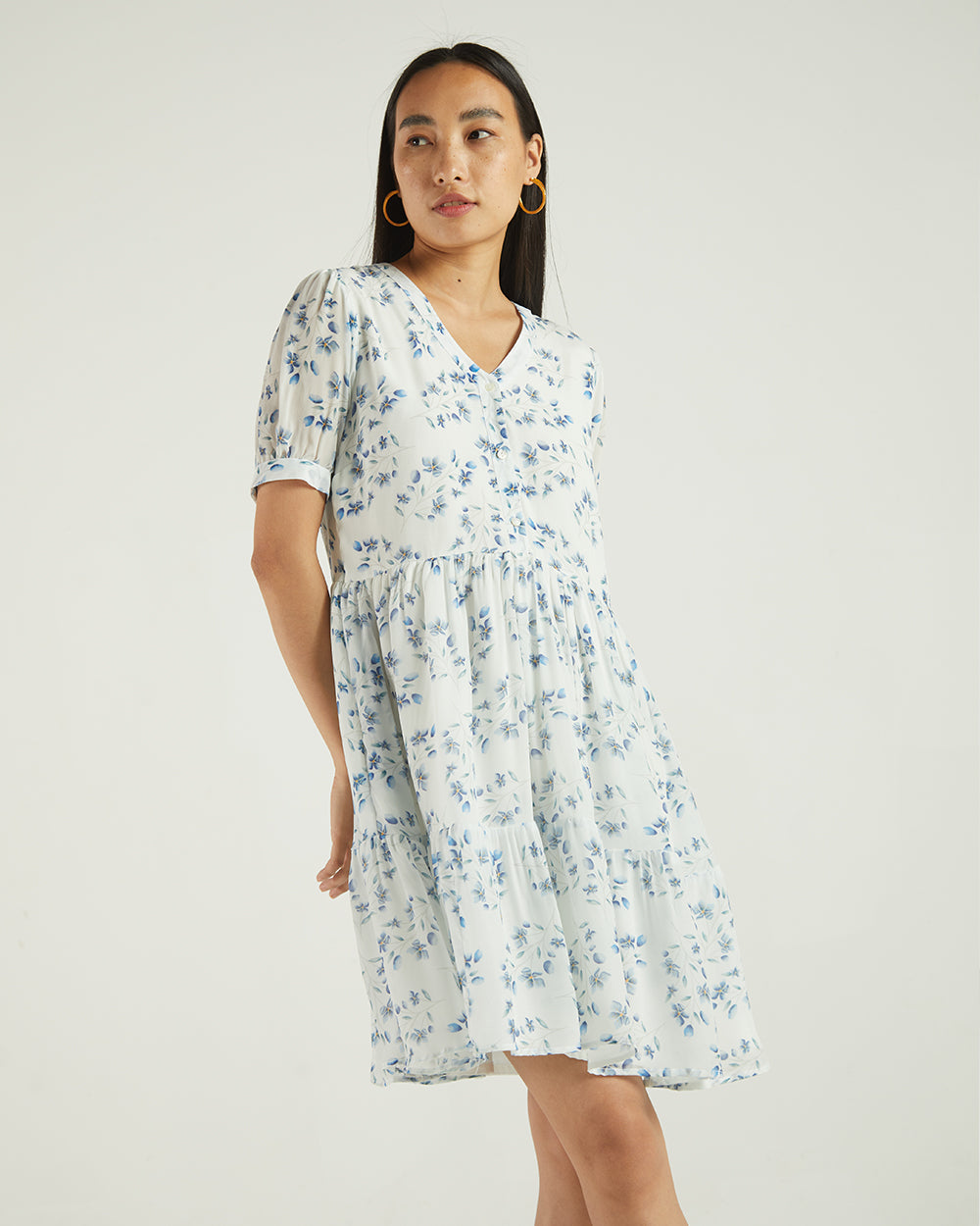 White Floral Dress by Reistor with A Summer Situation by Reistor, Bemberg, Blue, Casual Wear, FB ADS JUNE, Mini Dresses, Natural, Printed Selfsame, Prints, Womenswear at Kamakhyaa for sustainable fashion