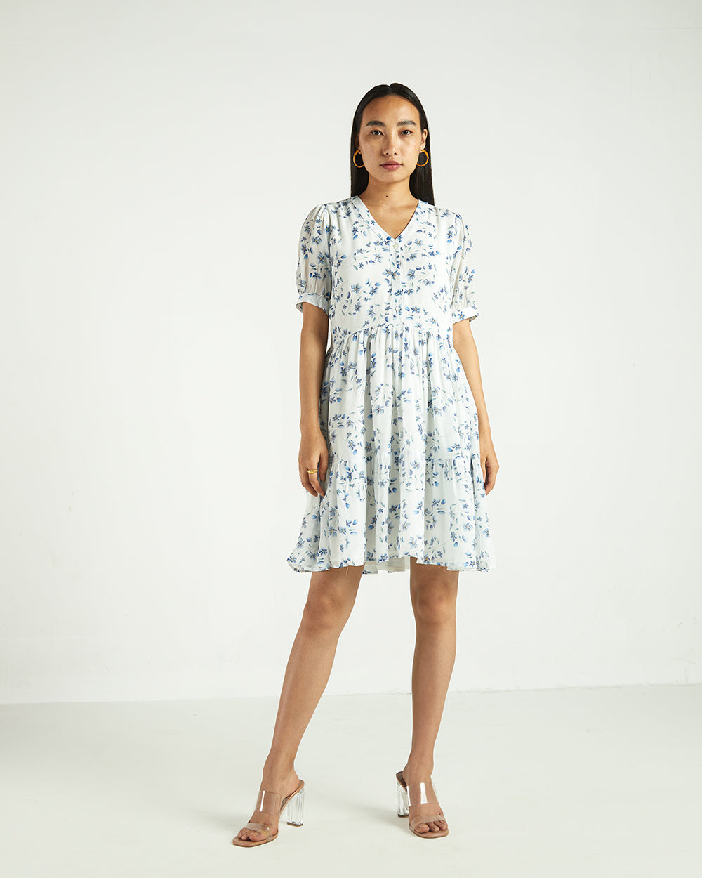 White Floral Dress by Reistor with A Summer Situation by Reistor, Bemberg, Blue, Casual Wear, FB ADS JUNE, Mini Dresses, Natural, Printed Selfsame, Prints, Womenswear at Kamakhyaa for sustainable fashion