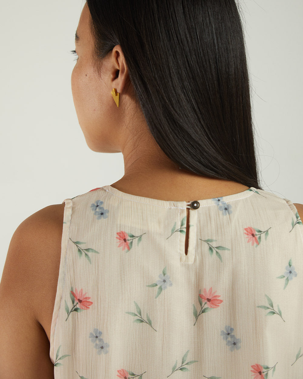 White Floral Sleeveless Crop Top by Reistor with A Summer Situation by Reistor, Archived, Bemberg, Casual Wear, Chiffon, Crop Tops, Natural, Prints, Tops, White, Womenswear at Kamakhyaa for sustainable fashion