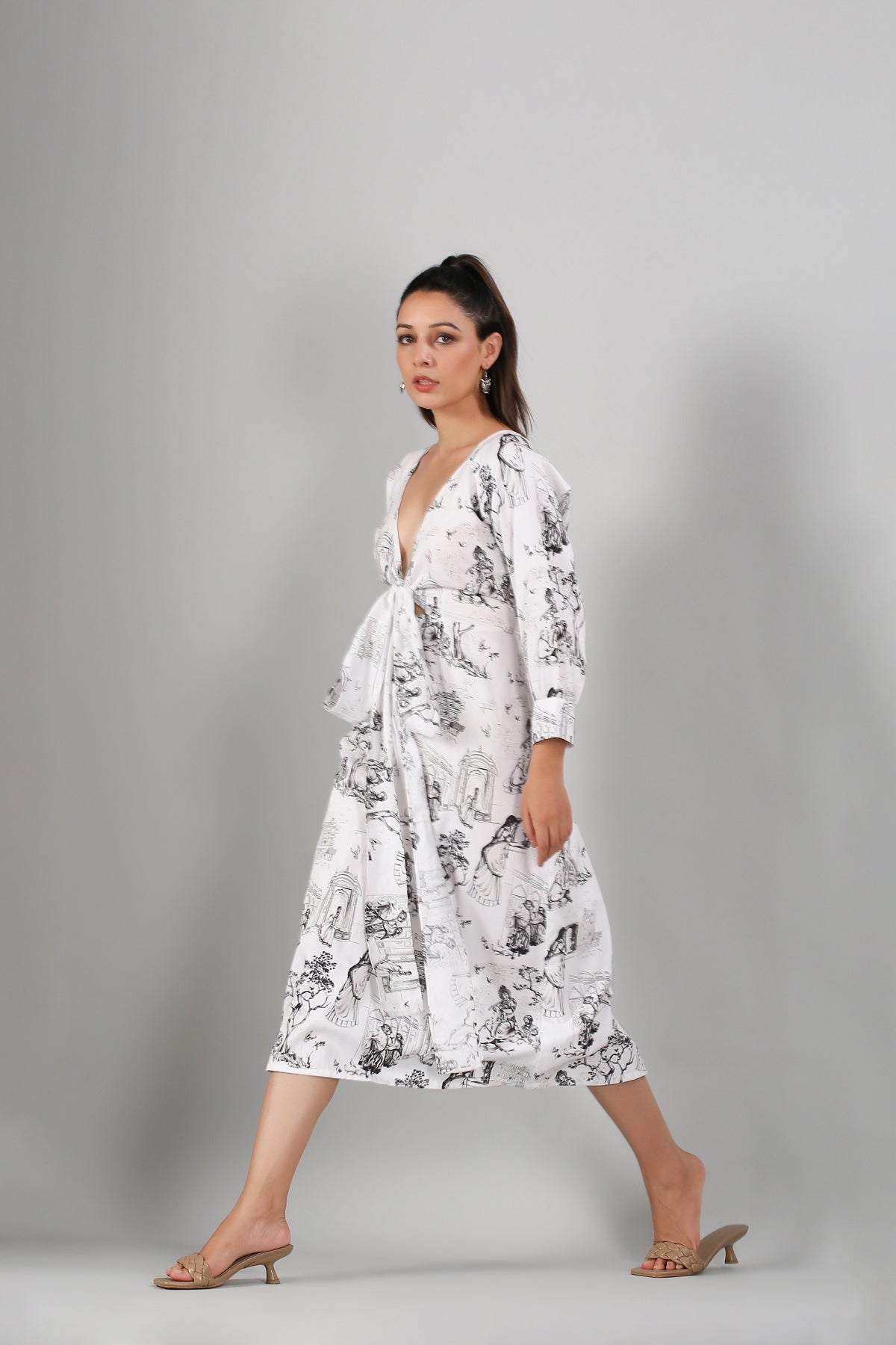 White Mini Dress by MOH-The Eternal Dhaga with Casual Wear, Cotton, Mini Dresses, Moh-The eternal Dhaga, Natural, Prints, Regular Fit, White, Womenswear at Kamakhyaa for sustainable fashion