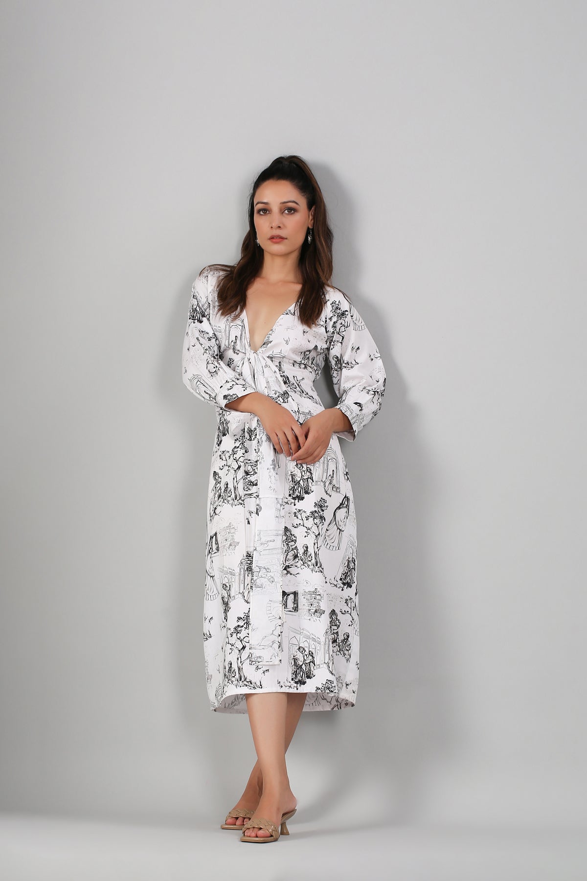 White Mini Dress by MOH-The Eternal Dhaga with Casual Wear, Cotton, Mini Dresses, Moh-The eternal Dhaga, Natural, Prints, Regular Fit, White, Womenswear at Kamakhyaa for sustainable fashion