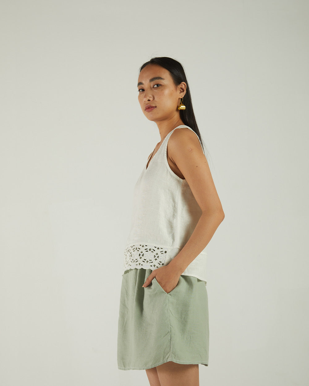 White Sleeveless Crop Top by Reistor with Bemberg, Casual Wear, Earth by Reistor, Natural, Sleeveless Tops, Solids, Tops, White, Womenswear at Kamakhyaa for sustainable fashion