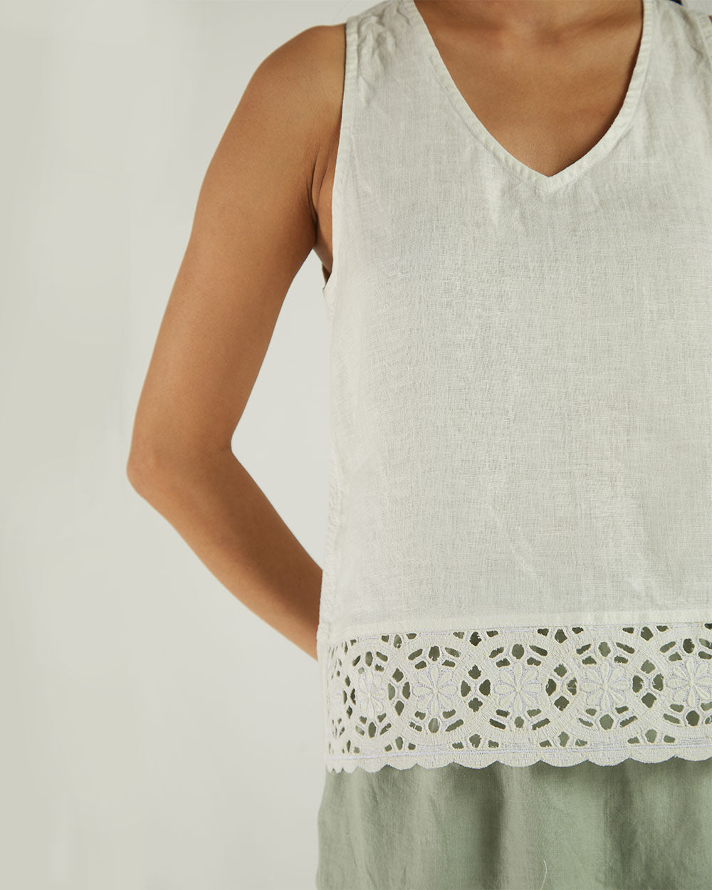 White Sleeveless Crop Top by Reistor with Bemberg, Casual Wear, Earth by Reistor, Natural, Sleeveless Tops, Solids, Tops, White, Womenswear at Kamakhyaa for sustainable fashion