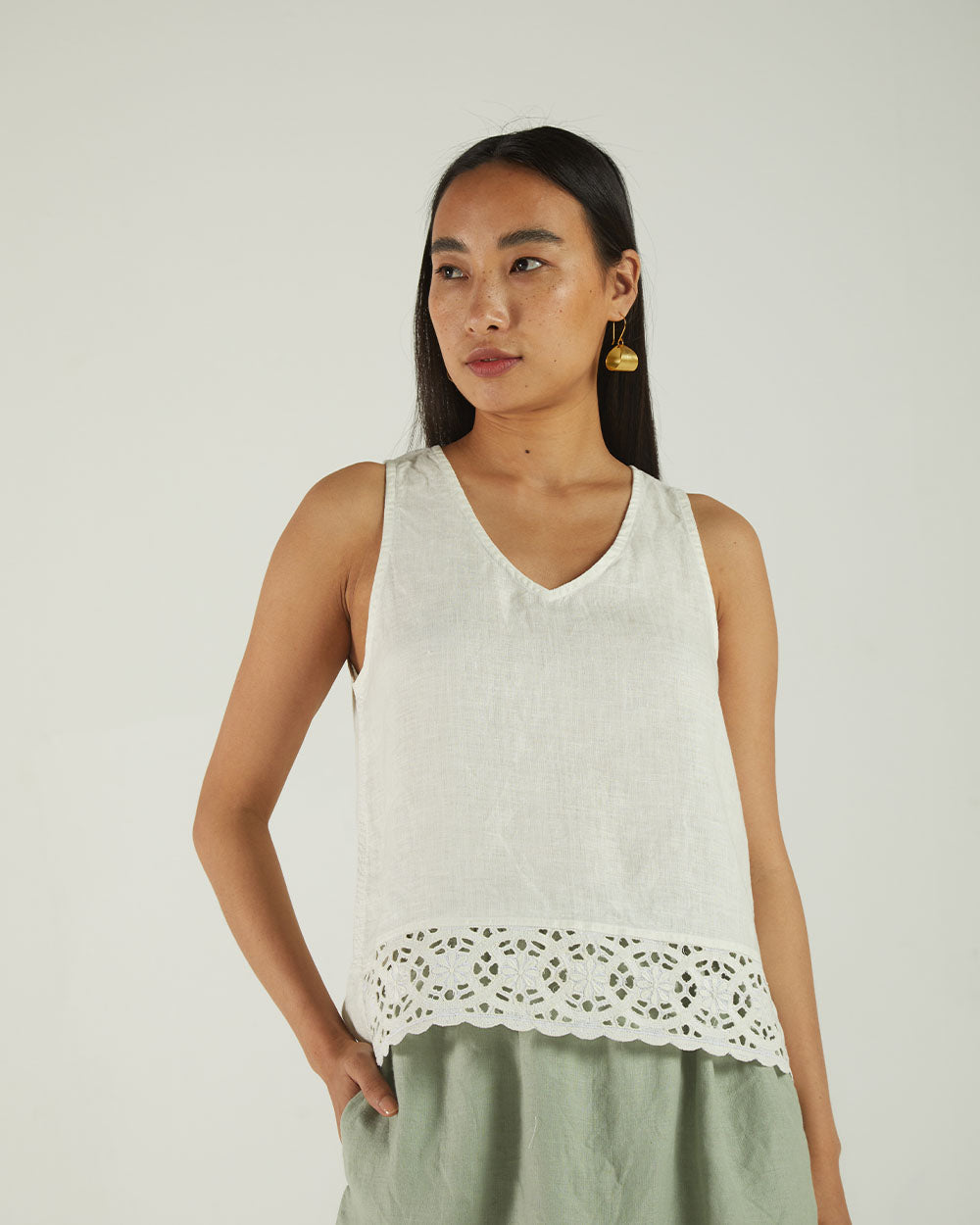 White Sleeveless Crop Top by Reistor with Bemberg, Casual Wear, Earth by Reistor, Natural, Sleeveless Tops, Solids, Tops, White, Womenswear at Kamakhyaa for sustainable fashion
