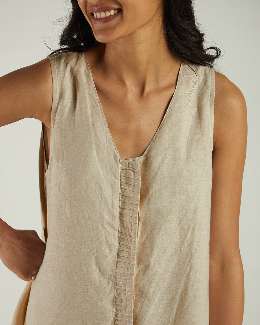 White Sleeveless Jumpsuit by Reistor with Bemberg, Best Selling, Casual Wear, Earth by Reistor, Hemp, Jumpsuits, Natural, rompers, Solids, Womenswear at Kamakhyaa for sustainable fashion