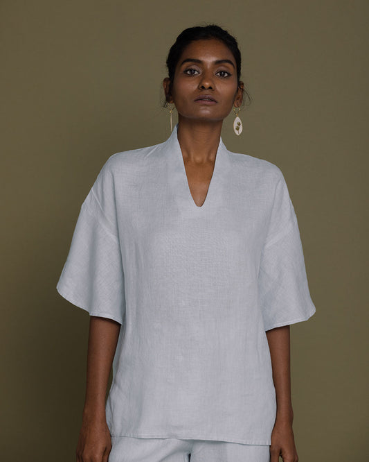 Wishing On Stardust Shirt - Summer Blue by Reistor with Archived, Blue, Casual Wear, Hemp, Hemp by Reistor, Natural, Shirts, Solids, Tops, Tunic Tops, Womenswear at Kamakhyaa for sustainable fashion