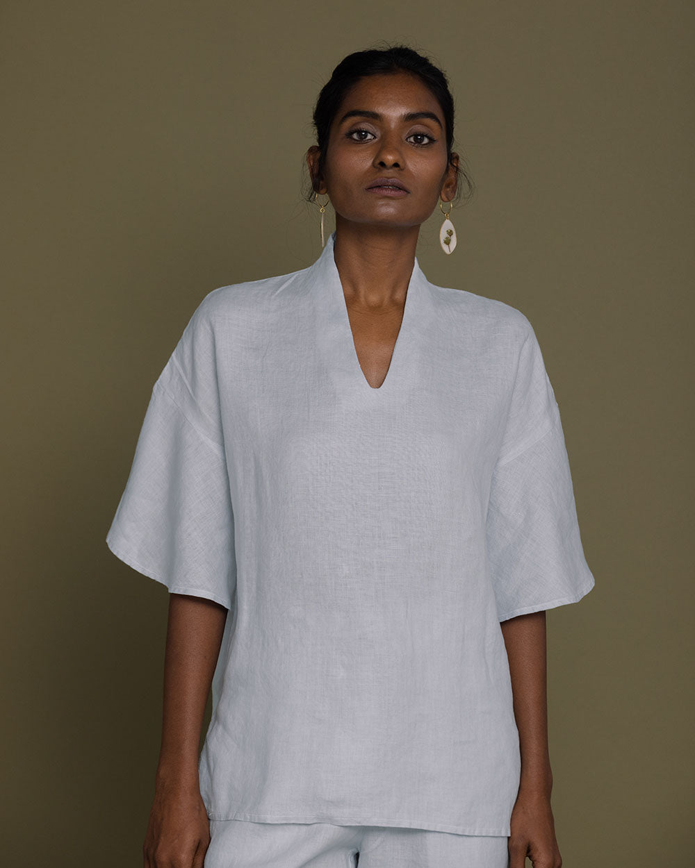 Wishing On Stardust Shirt - Summer Blue by Reistor with Archived, Blue, Casual Wear, Hemp, Hemp by Reistor, Natural, Shirts, Solids, Tops, Tunic Tops, Womenswear at Kamakhyaa for sustainable fashion