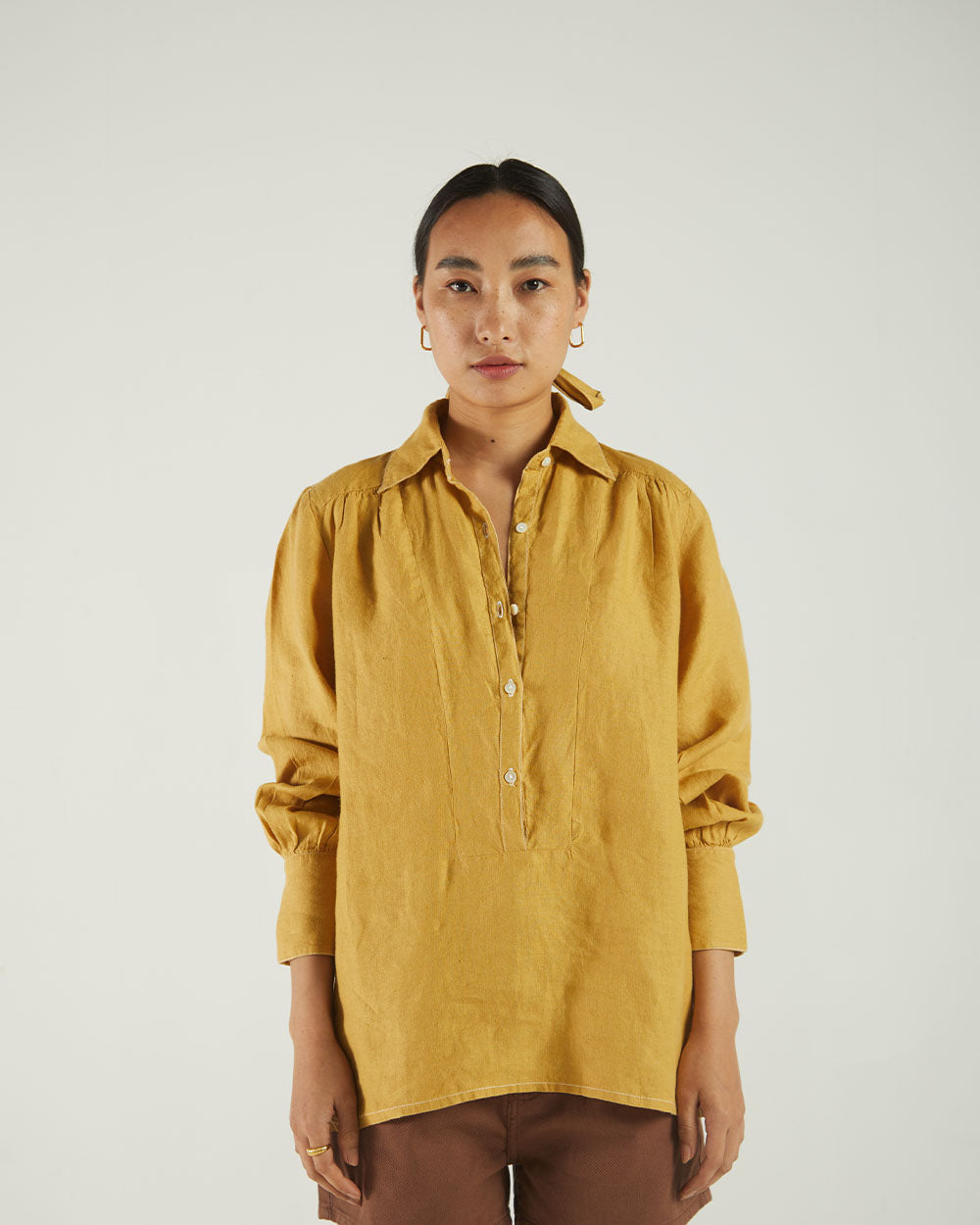 Yellow Bemberg Shirt by Reistor with Bemberg, Casual Wear, Earth by Reistor, Natural, Shirts, Solids, Tops, Womenswear, Yellow at Kamakhyaa for sustainable fashion