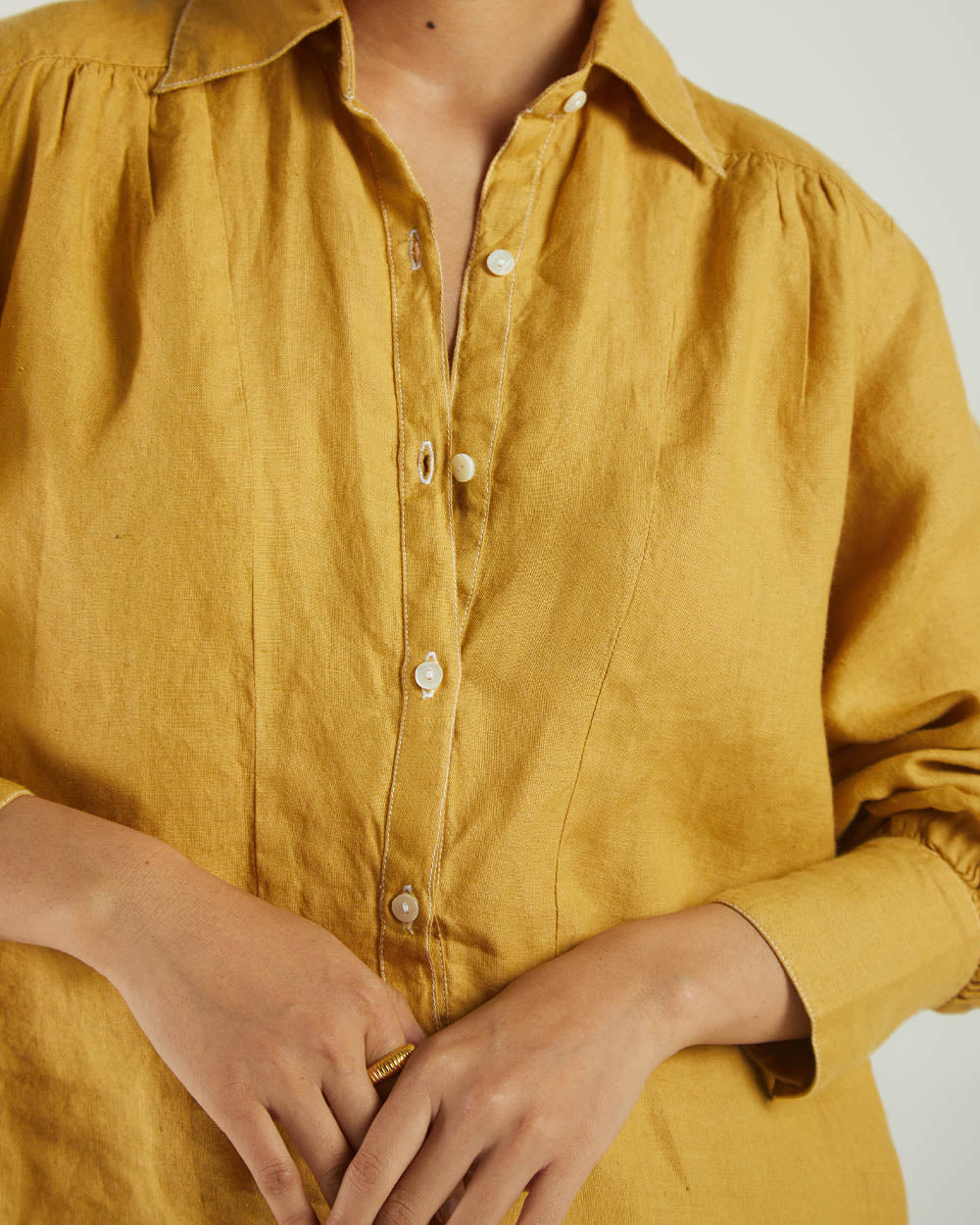 Yellow Bemberg Shirt by Reistor with Bemberg, Casual Wear, Earth by Reistor, Natural, Shirts, Solids, Tops, Womenswear, Yellow at Kamakhyaa for sustainable fashion