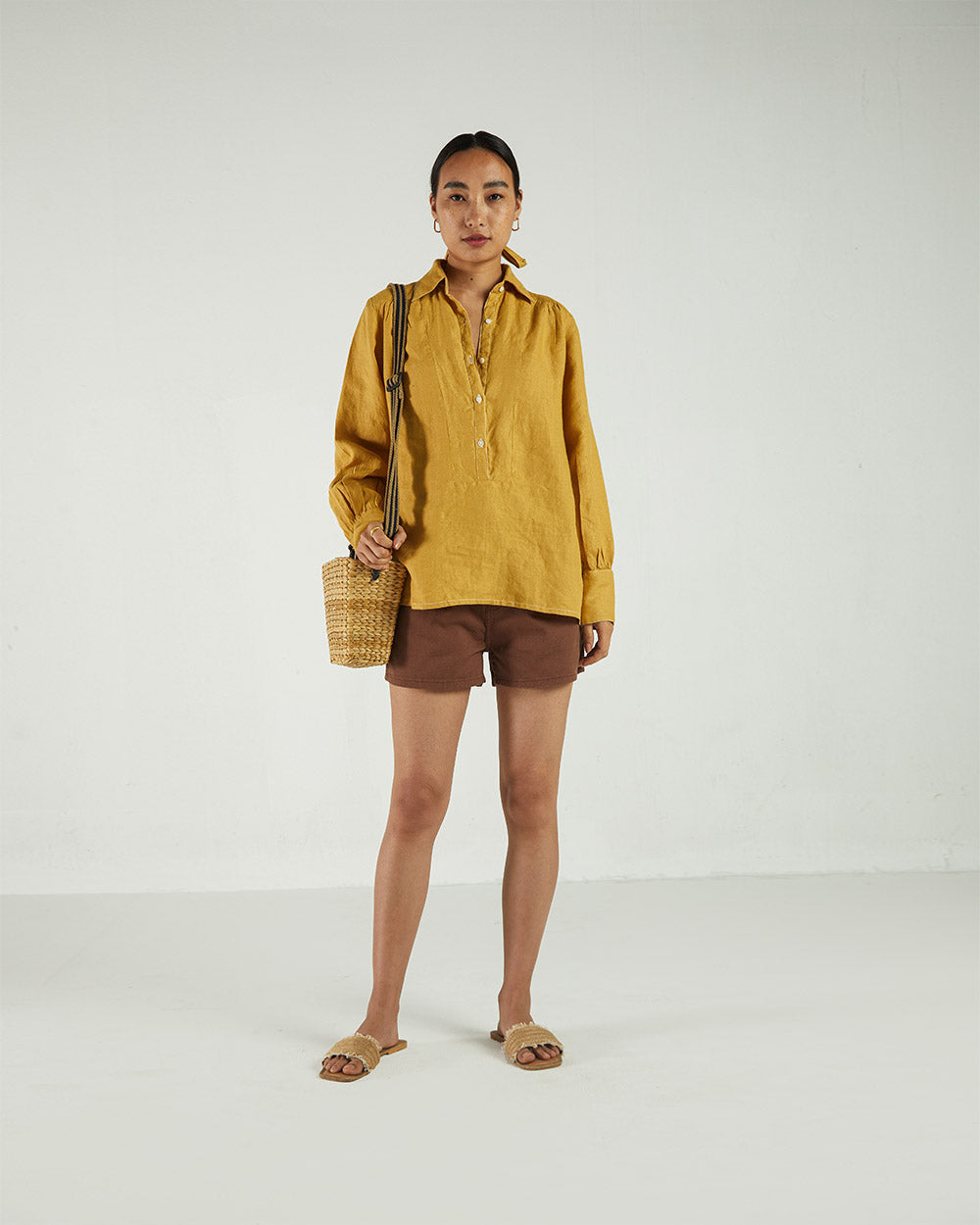 Yellow Bemberg Shirt by Reistor with Bemberg, Casual Wear, Earth by Reistor, Natural, Shirts, Solids, Tops, Womenswear, Yellow at Kamakhyaa for sustainable fashion
