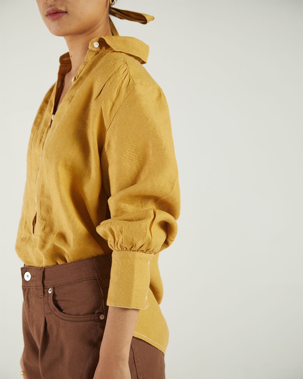 Yellow Bemberg Shirt by Reistor with Bemberg, Casual Wear, Earth by Reistor, Natural, Shirts, Solids, Tops, Womenswear, Yellow at Kamakhyaa for sustainable fashion