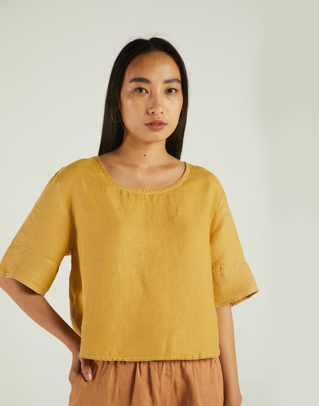 Yellow Boxy Crop Top by Reistor with Bemberg, Casual Wear, Crop Tops, Earth by Reistor, Natural, Solids, Tops, Womenswear, Yellow at Kamakhyaa for sustainable fashion